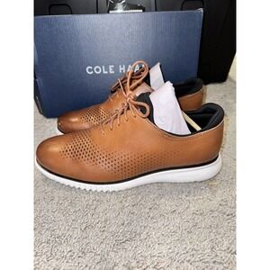 Cole Haan Men's 2.ZeroGrand Laser Wingtip Oxford Tan/Ivory Style 10.5 Wide